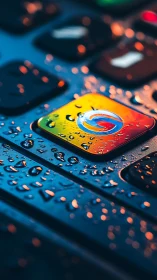 Vibrant Search Icon Rendered in Soft Focus with Chromatic Lighting.