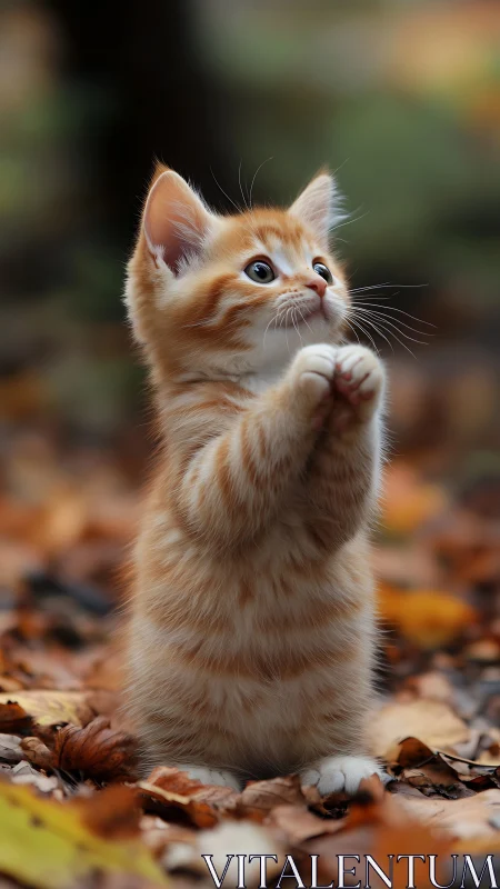 Orange Tabby Kitten Gazes Heavenward with Wonder.