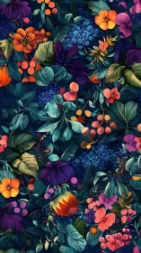 Vibrant Floral Symphony Against Deep Navy Canvas.