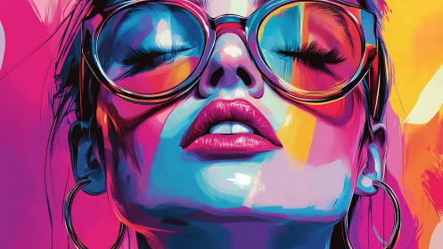 Neon-kissed daydream glows through glossy oversized lenses