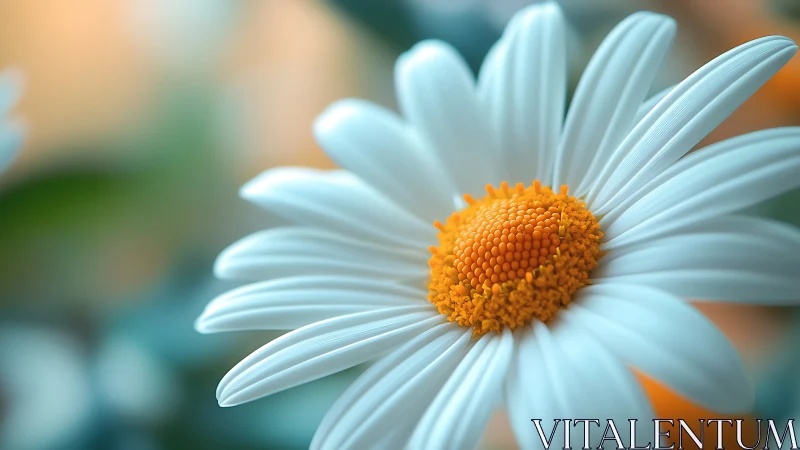 White Daisy with Yellow Center in Close Focus