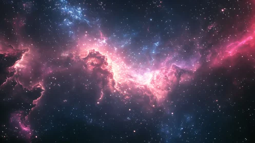 Stellar nebula glows in magenta hues across deep cosmos