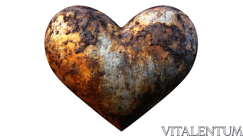 Weathered metal heart-shaped object with rust oxidation
