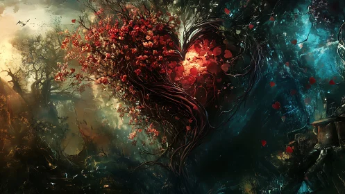 Bioluminescent composite face with asymmetric chiaroscuro rendering and chromatic divergence