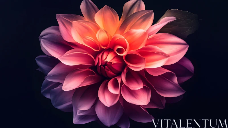 Luminescent Dahlia with Radial Petal Morphology and Chromatic Gradient Illumination.