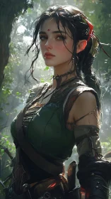 Jungle scout heroine rendered with high-detail painterly lighting