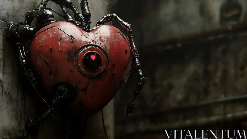 Mechanical heart unit with central lens mounted on wall