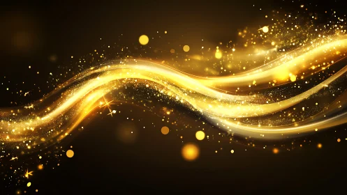 Golden light trails swirling across deep black space.