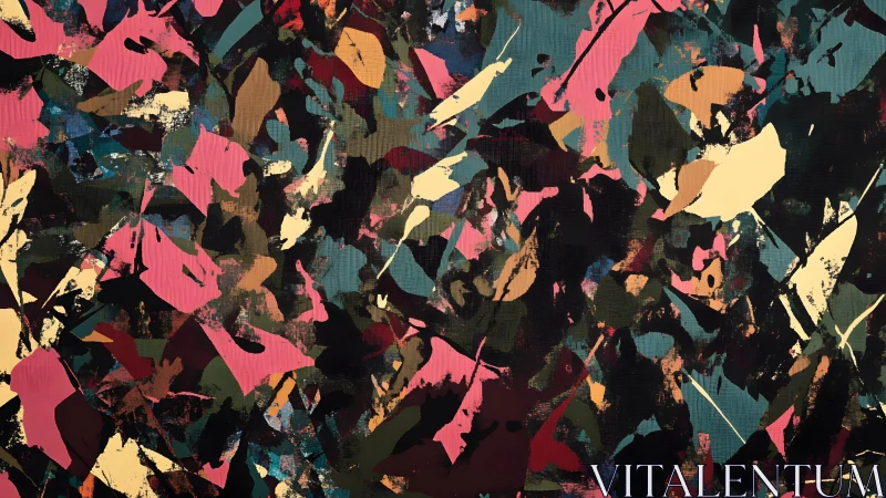 Abstract Colorful Leaf Pattern in Modern Expressionist Style.