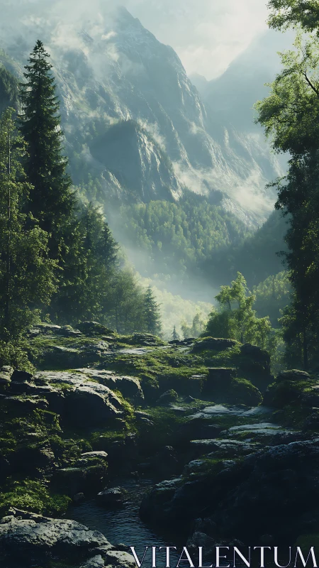 Alpine Valley Symphony: Where Stone Streams Meet Misty Mountains