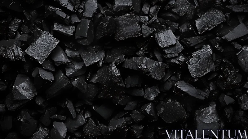 Black coal chunks form dense, irregular fractured surface