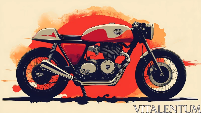 Sunset red cafe racer poised for an easygoing city escape.