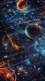 Glowing digital orbits trace a vibrant map of a future city