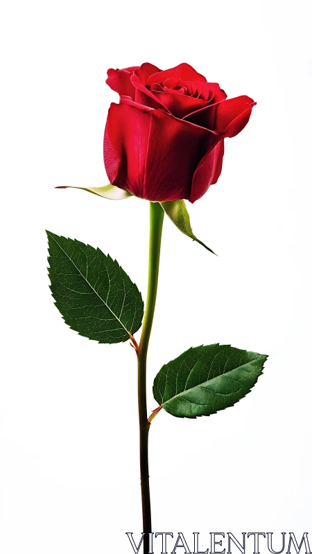 Red Rose Specimen Displayed Against White Background.
