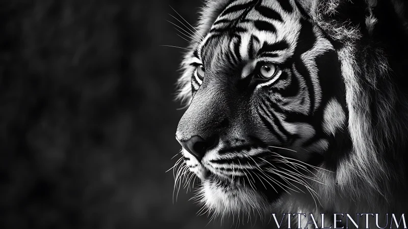 Quiet strength glows in this black and white tiger portrait