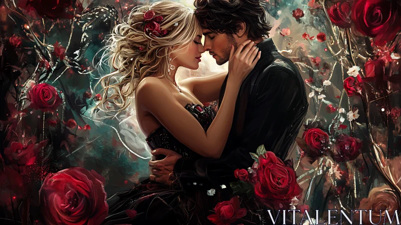 Romance Blooms in an Enchanted Garden of Red Roses.
