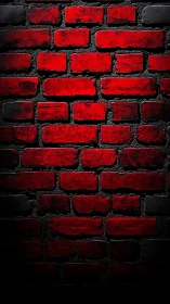 Scarlet brickwork smolders against deep-shadowed mortar night.