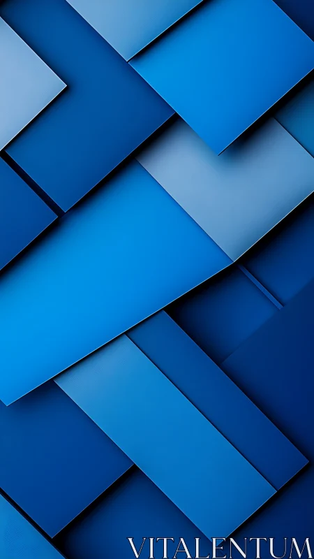Overlapping blue rectangular panels create layered geometry