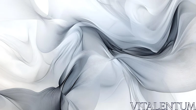 Ethereal Abstract Swirls in Monochrome Digital Art Style.