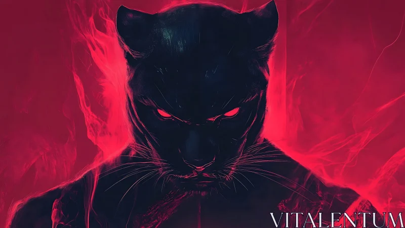 Red Neon Panther Emerging from Crimson Energy.
