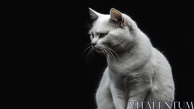 Graceful White Cat With Striking Green Eyes