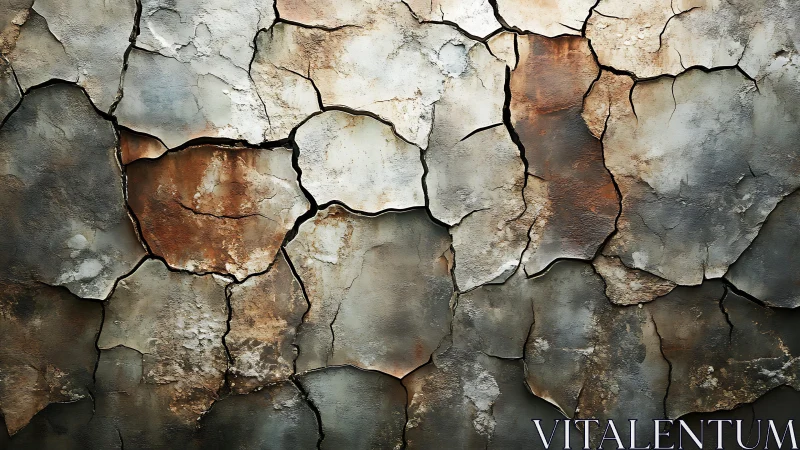 Weathered cracked wall texture with earthy tones in grunge style.