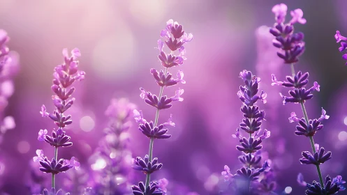 Lavender Blooms in Soft Focus Garden.