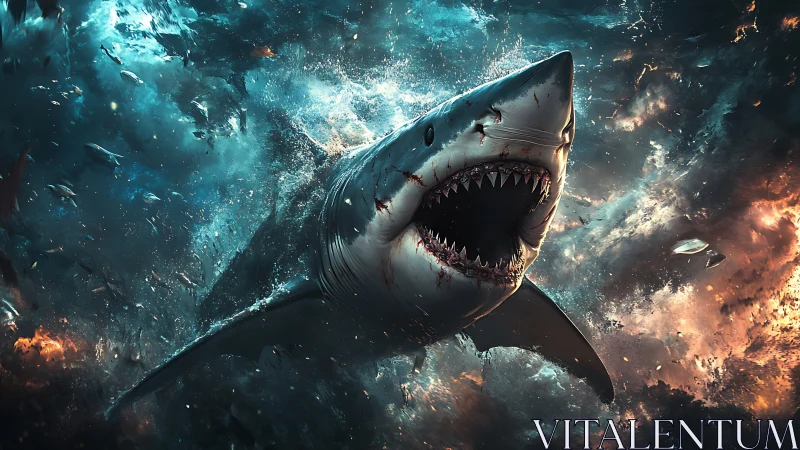 Starfire jaws erupting from an ocean of stormlight.