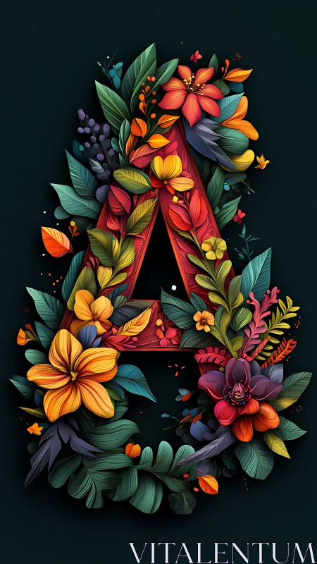 Vibrant Floral Letter A Blooming with Nature's Joy.