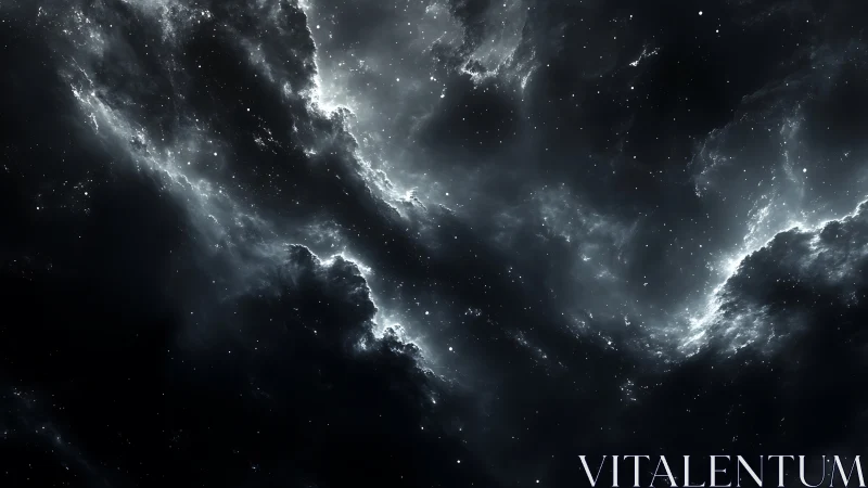 Deep space nebula clouds with glowing stellar dust.