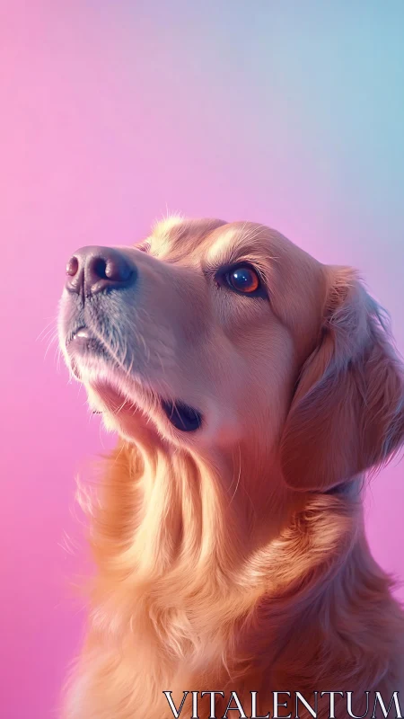 Golden retriever portrait uses colored gradient lighting