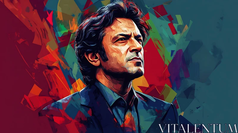 Bold digital portrait with intense abstract color field.