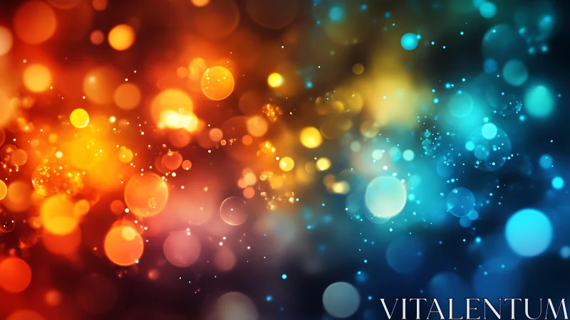 Vibrant bokeh light effect in warm and cool tones, abstract style.