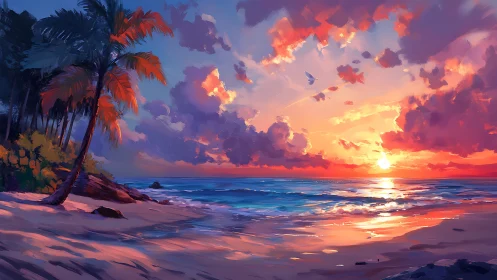 High-saturation digital seascape captures tropical sunset dynamics
