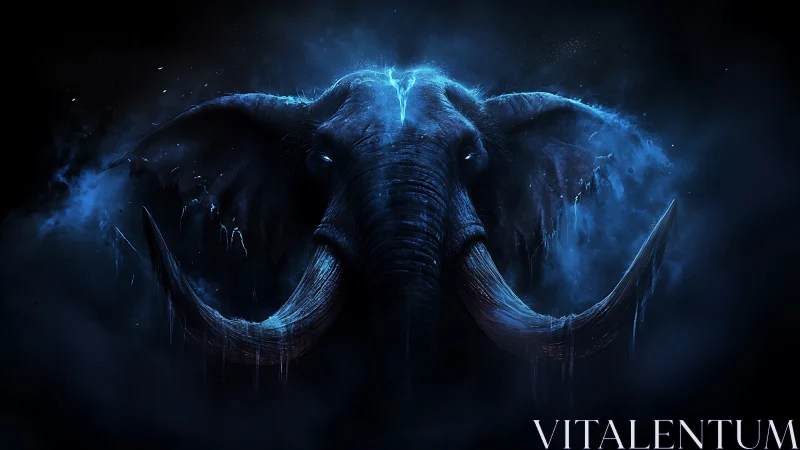 Stormforged spectral elephant crowned in electric midnight blue.