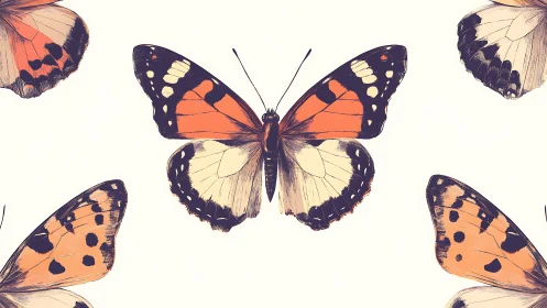 Butterfly illustration repeats across pale minimal background