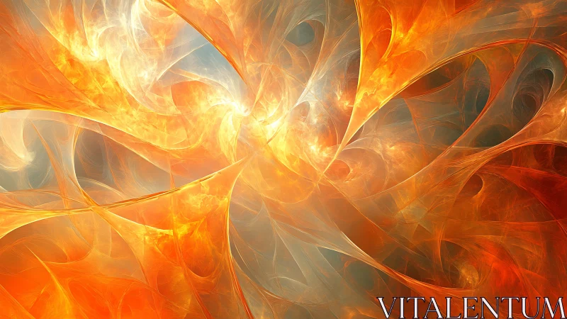 Radiant orange fractal energy bloom with luminous swirling filaments.