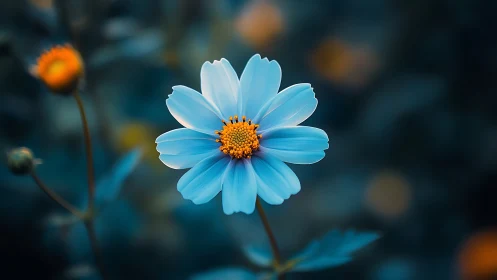 Azure Daisy Blooms Against Teal Backdrop.