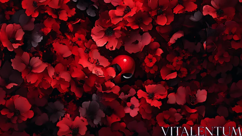 Crimson Bloom Engulfing a Glowing Sphere.