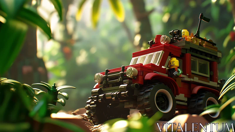 Lego jungle expedition truck explores lush sunlit wilderness