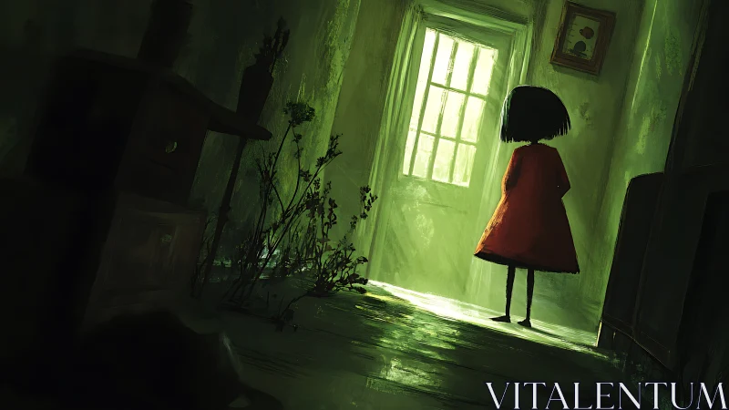 Quiet doorway moment with a curious child in soft light.