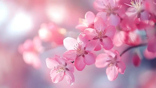 Cherry Blossom Dreams: Soft Pink Petals Dancing in Golden Sunlight.