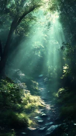 Luminous Cathedral Where Creek Whispers Through Green.