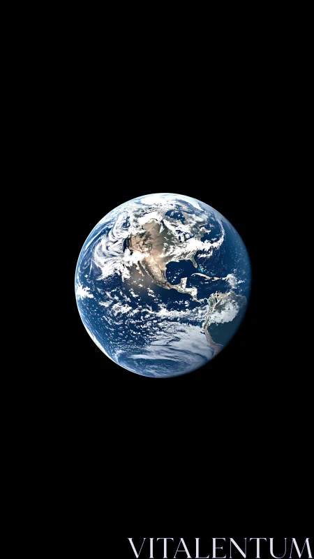 Earth viewed from space with North and South America visible.