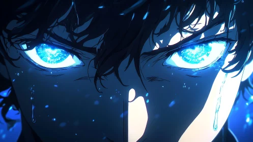 Luminescent irises under high-contrast anime close-up study.