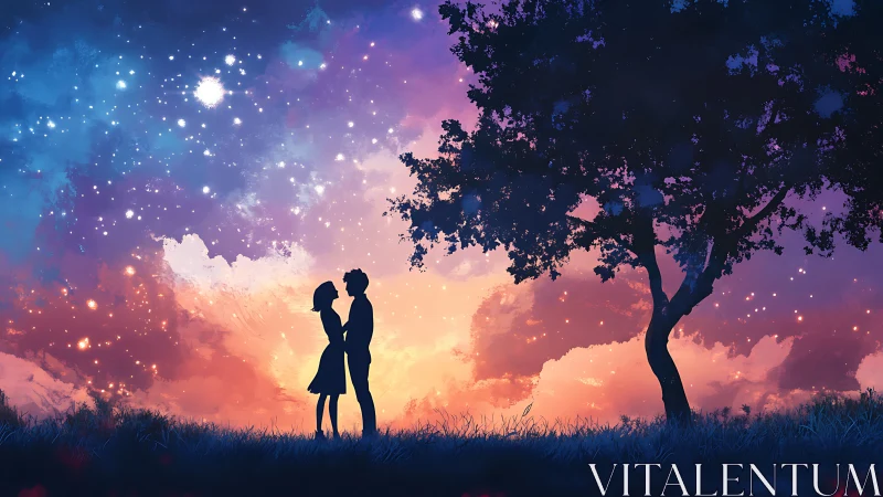 Two Hearts Connect Under a Magical Starlit Sky