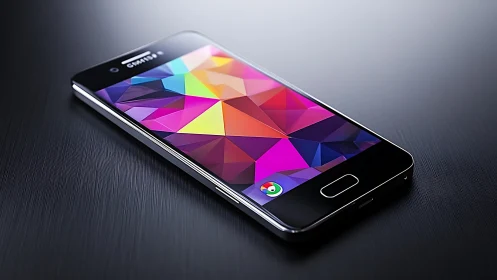 Premium Smartphone Displays Vibrant Geometric Abstract Wallpaper.