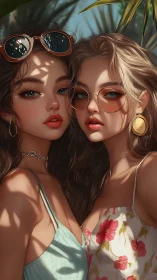 Sunlit summer muses in palm-shadowed tropical glow.