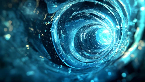 Vivid Abstract Water Vortex with Blue Light and Dynamic Motion.