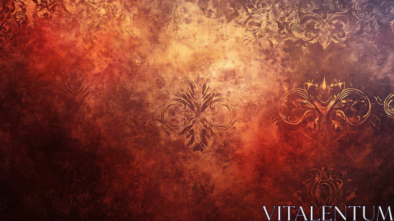 Aged baroque damask texture with warm distressed patina